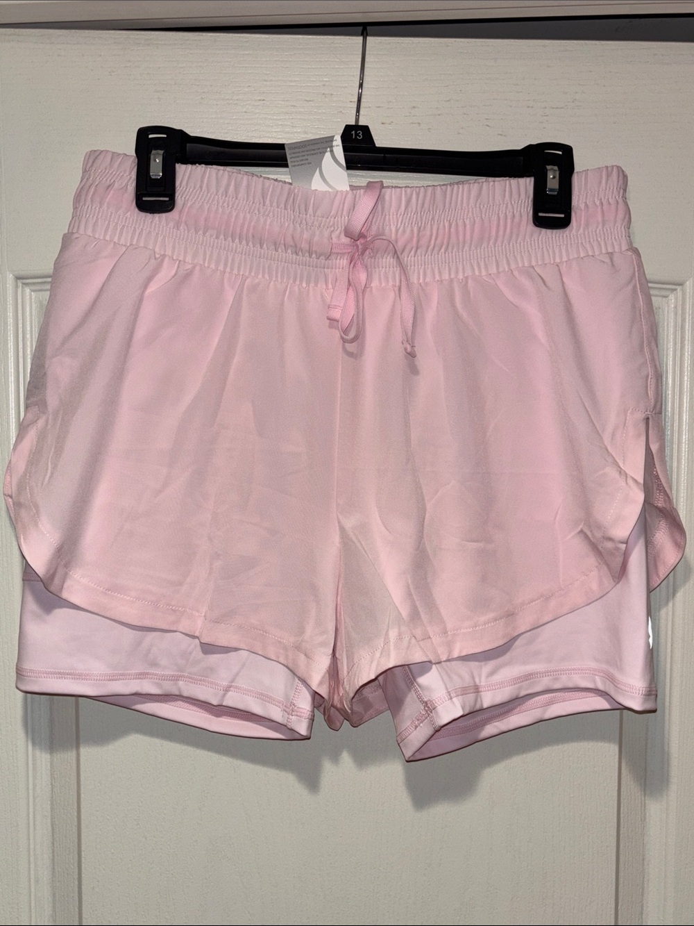 Women’s Layered Athletic Shorts in Light Pink - pickle ball, tennis, running